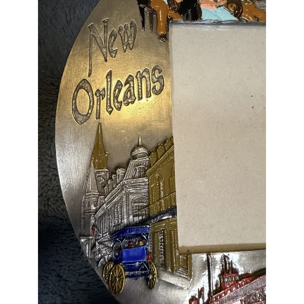New Orleans Birthplace of Jazz Metal Picture Frame Souvenir NOLA 3x3 925MUS